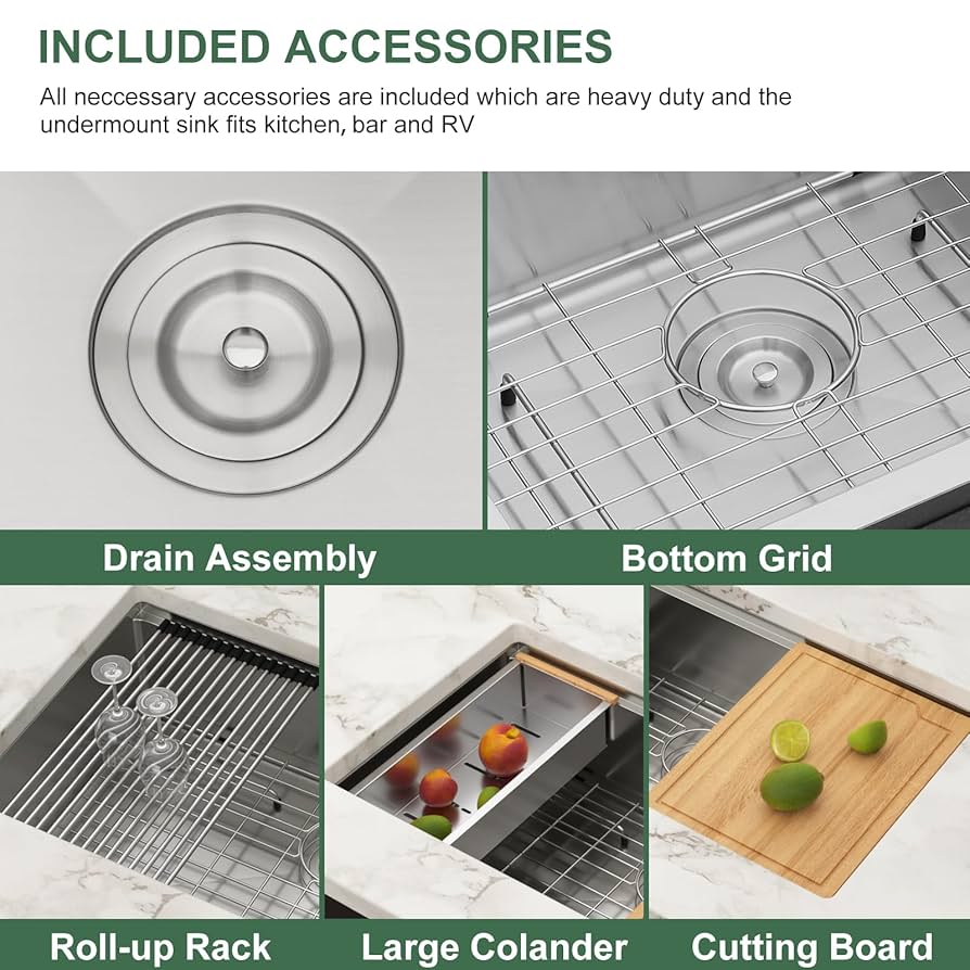 Couoko 30 Inch Undermount Kitchen Sink 16 Gauge Stainless